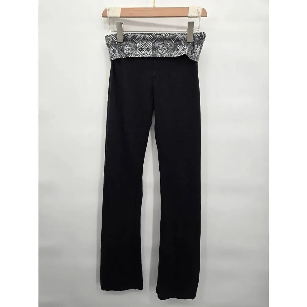 Vintage Victoria's Secret Fold Over Yoga Pants Size XS Black White